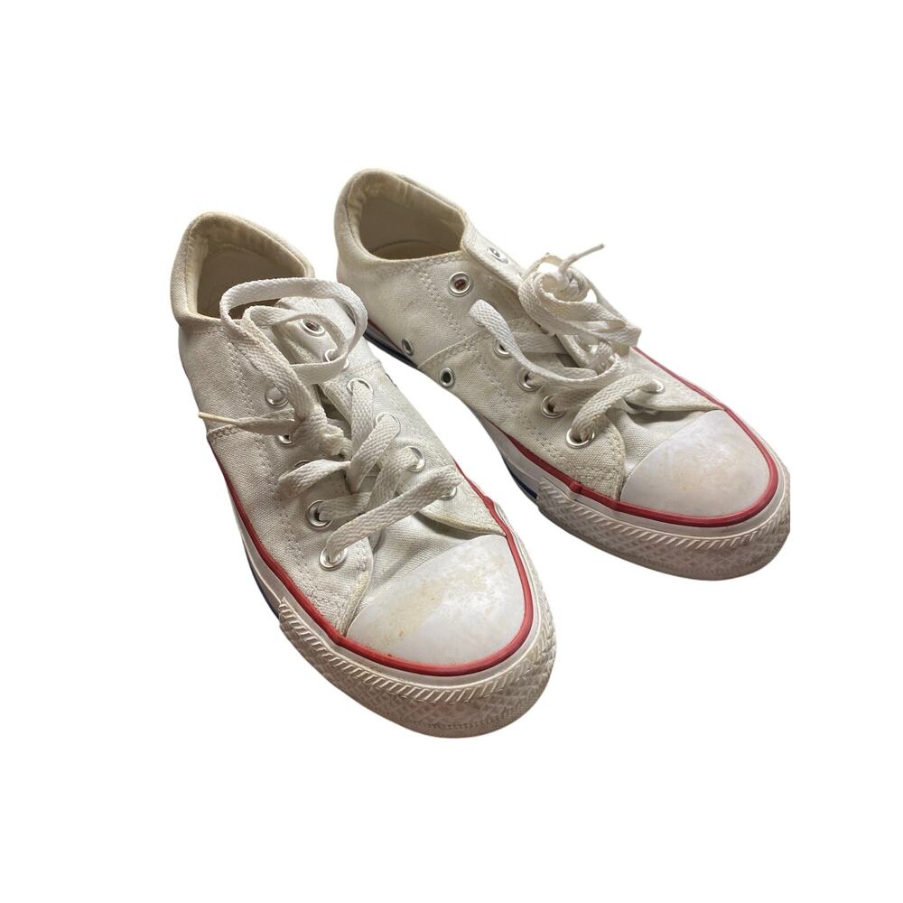 Converse Women's Size 7 White Red Canvas Low Top Sneakers